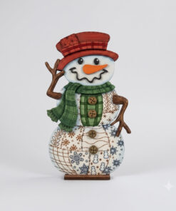 Patchwork Snowman on base 20cm
