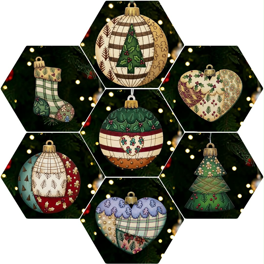 Patchwork bauble set