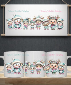 Sublimation sheet - Mug wrap 11oz - 097 Aqua Christmas