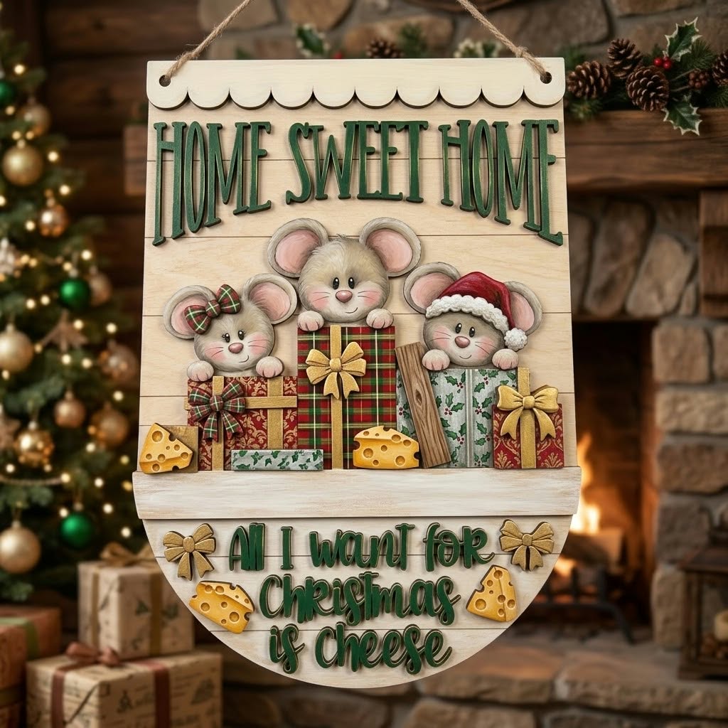 Flag & Circle Interchangeable - Mouse and Presents