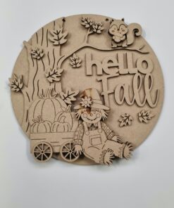 Hello Fall Scarecrow 23cm round