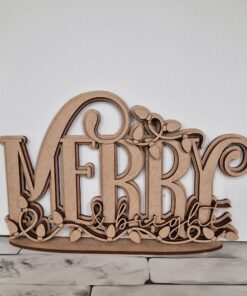 Alternative view of Merry & Bright Lights simple plaque on base