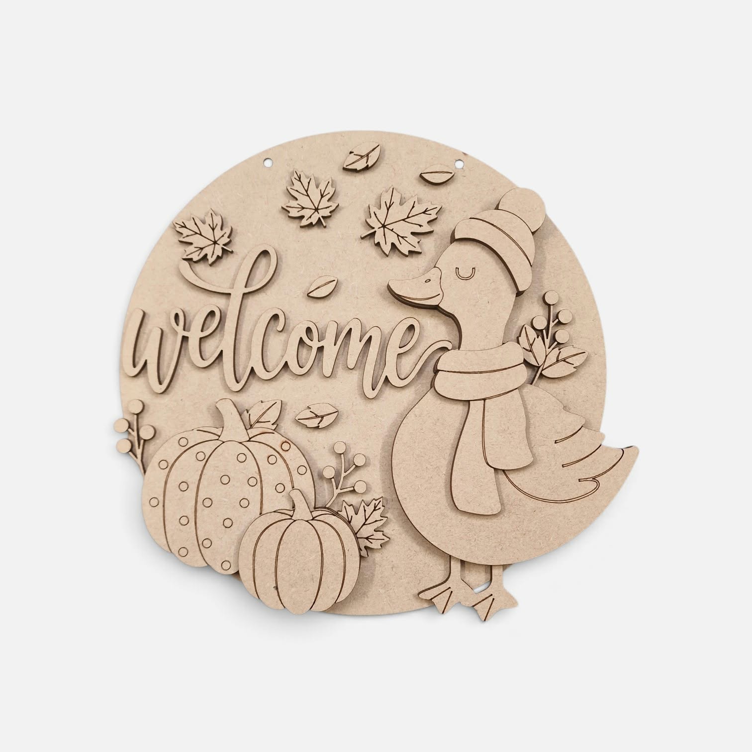 Welcome Pumpkin Duck in scarf 23cm