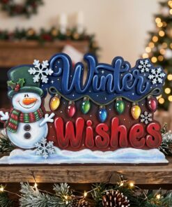 Winter Wishes Snowman on base